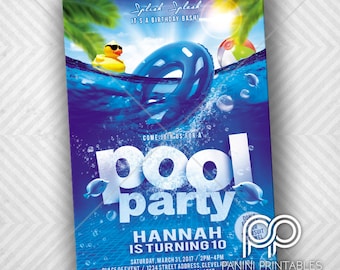 Pool Party - Summer Pool Party - Pool Party Invitation - Pool Birthday Party - Summer Birthday Invitation