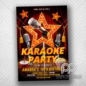 Noite de Karaokê - Convite de Karaokê - Festa de Karaokê - Folheto de Karaokê - Convite para Noite de Karaokê
