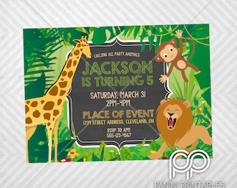 Jungle Birthday Invitation - Zoo Birthday Invitation - Safari Birthday Invitation - Animal Birthday Party