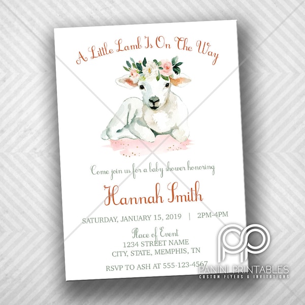 Lamb Invitation - Baby Shower Invitation - Mary Had A Little Lamb Invitation  -