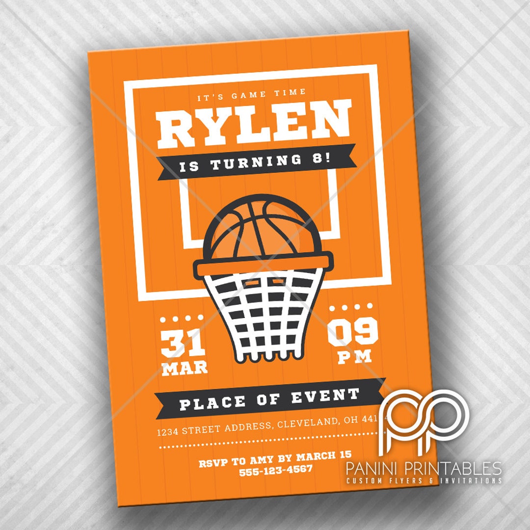 Basketball Birthday Invitation Basketball Invitation Kids Etsy