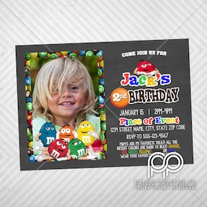 M&M Birthday Invitation - MM Invitation - Candy Birthday Invitation - Chocolate Invitation - Candy Party - Kids Birthday Themes