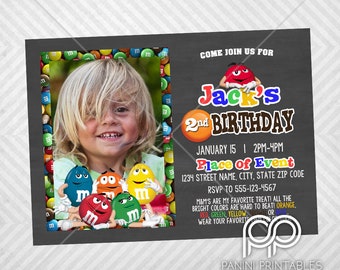 M&M Birthday Invitation - MM Invitation - Candy Birthday Invitation - Chocolate Invitation - Candy Party - Kids Birthday Themes