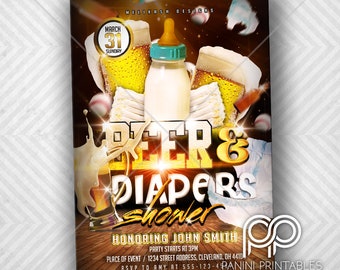 Beer and Diapers Invitation - Baby Shower Invitation - Beer and Diapers Baby Shower Invitation -