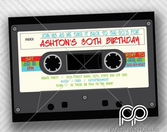 90's Birthday Invitation - Take me back to the 90's - Cassette Tape Invitation - Throwback Invitation - House Party -