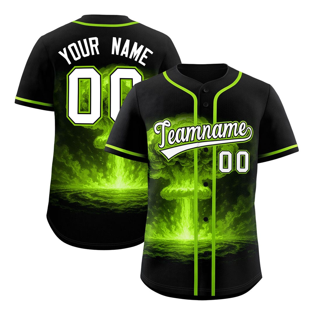 希少 Votica baseball Jersey KXK Stitched Full Button Nuclear Blast Graffiti Pattern Authentic