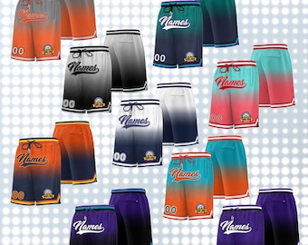 KXK Custom Gradient Basketball Shorts: Personalized Stitched Name & Number