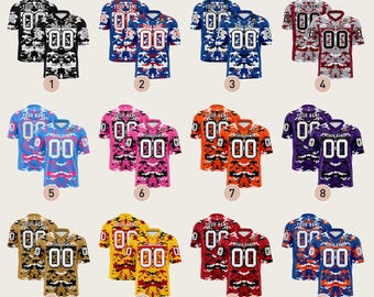 KXK Benutzerdefinierte Nummer und Name Personalisiertes Camo authentisches Fußballtrikot für Damen und Herren