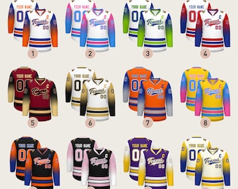 KXK Custom Printed University Classic Style Sleeve gradient Hockey Jersey Personalized name and number Logo