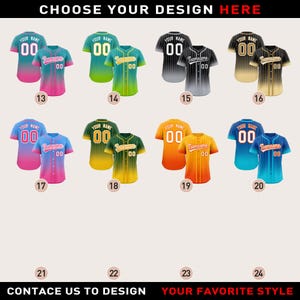 May include: A selection of 24 baseball jersey designs with different color gradients and patterns. The jerseys are all white with a black collar and black sleeves. The jerseys have a number "00" on the front and the word "Teamname" on the back. The jerseys are numbered 13 through 24.