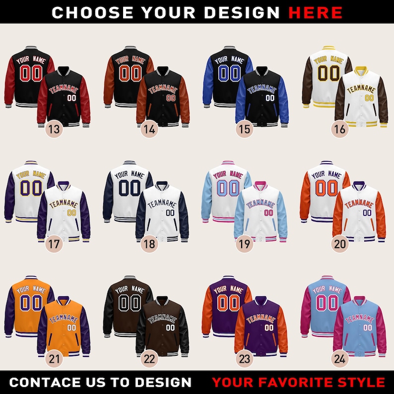 KXK Custom Stitched Number and Logo Varsity Raglan PU Leather Sleeves ...