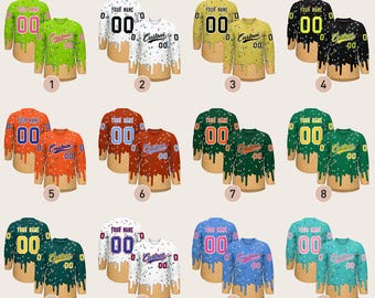 KXK Custom Number and Name Personalized Classic V-Neck Ice Cream Element Hockey Jersey for Men and Women as Gift