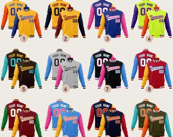 KXK Custom Stitched Number and Name Raglan Sleeves Varsity Full-Snap Letterman Jacket for Men Women Youth
