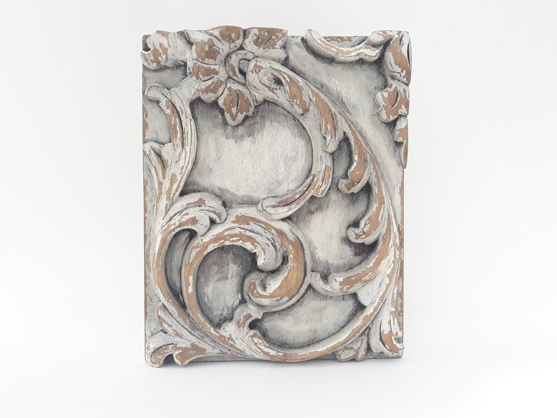 White washed wood panel Carved wood wall art Wood carving art Etsy