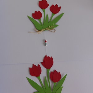 Fensterbild, Tonkarton , Tulpenmobilie