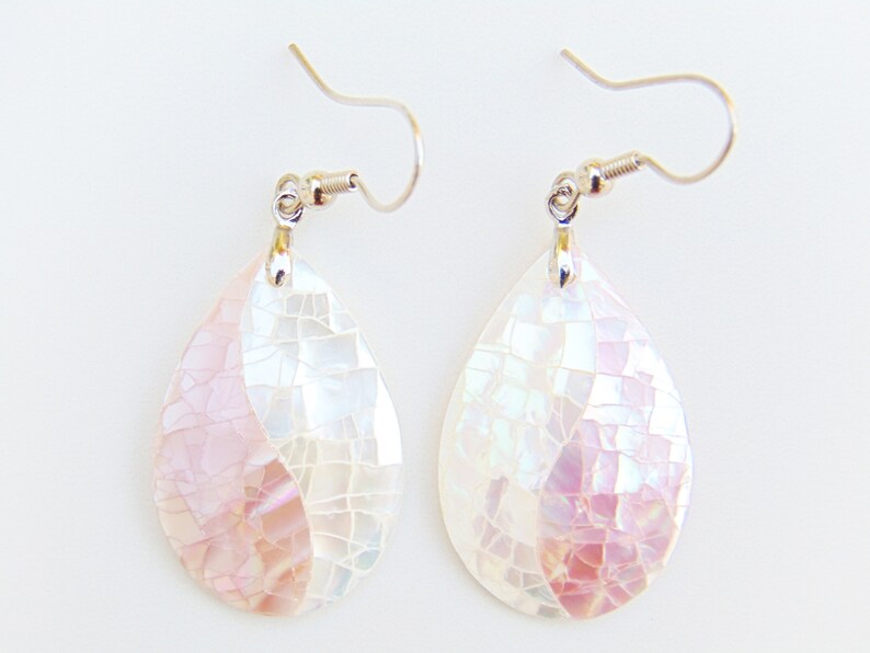Real Nacre Earrings Penelope Rosy Abalone Teardrop Earring Paua Shell Earring White Mother of Pearl Jewelry Blush Abalone Dangle Earring