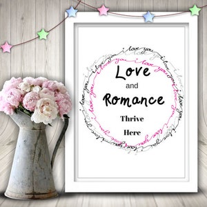 Love and Romance Digital Download Printable Artwork, Wall Hanging, Decor