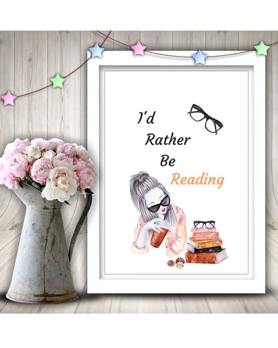 I'd Rather Be Reading Books Girl Digital Downloadable Clip - Etsy