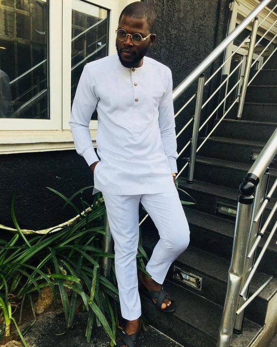 African Men's Clothing White African Men's Suit | Etsy