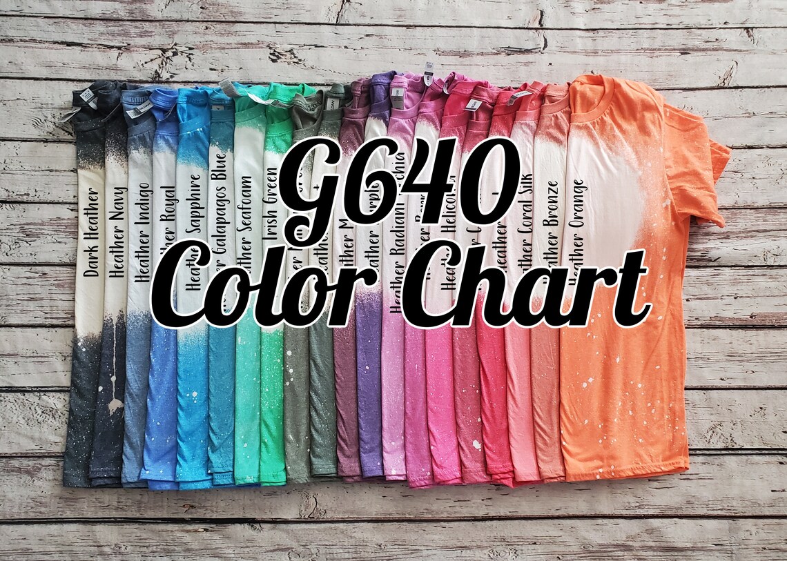 Bleached Color Chart Gildan Bleached G640 Color Chart Gildan Etsy