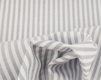 Cotton fabric woven narrow stripe gray