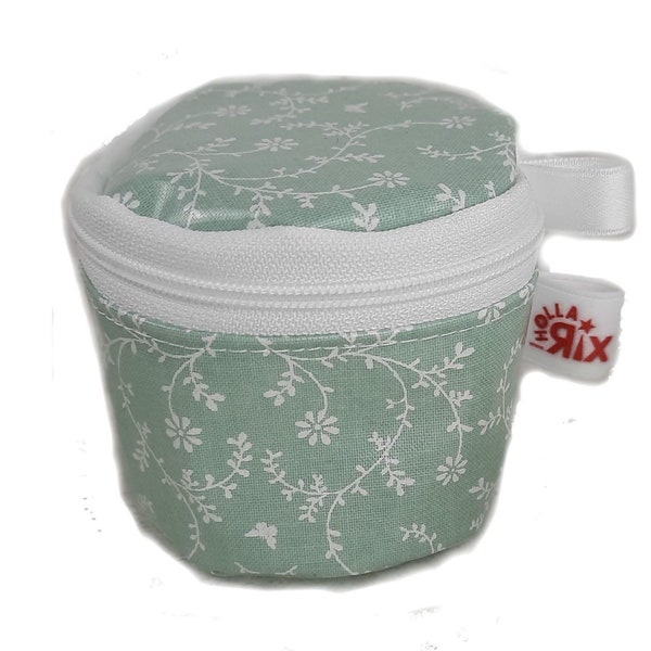 Cotton pad storage, delicate floral pattern in mint