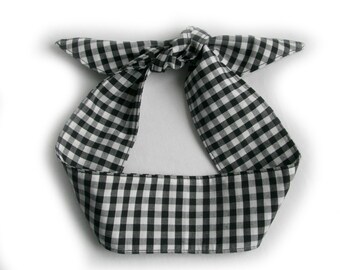 Rockabilly hairband large checkered black/white