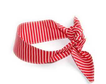 Rockabilly hairband red and white stripes