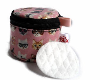 small cosmetic bag, pink kitty and cat