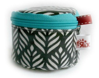 Travel cotton pad storage, black leaf pattern