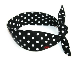 Rockabilly hairband large dot black/white