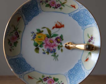 Made In Japan Noritake China Floral Lemon Plate Serving Plate Antique 1920s Blue Orange Gold Flowers Hand Painted Dish