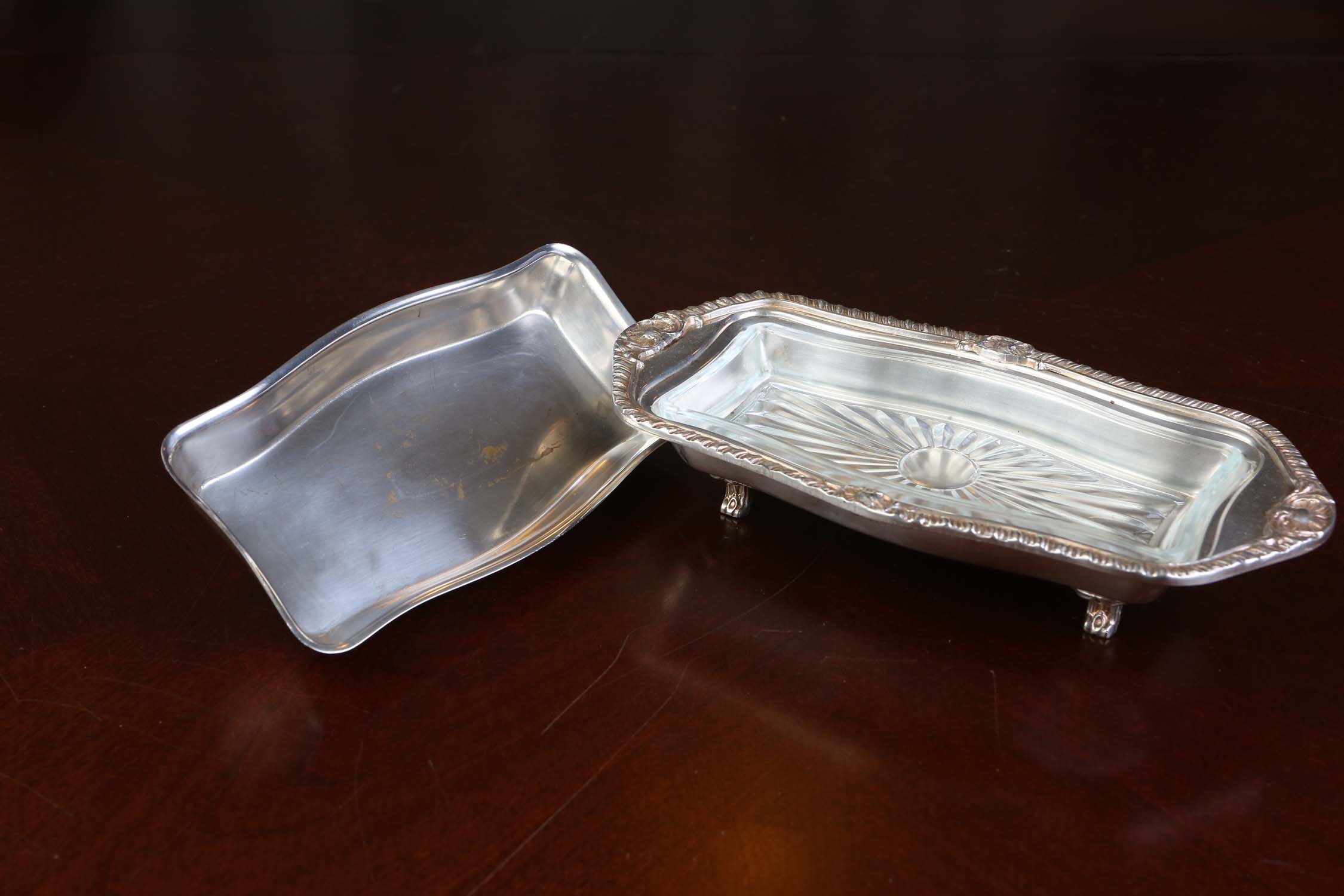 Lancaster Silver Co Butter Dish Glass Liner Silver Plated Etsy