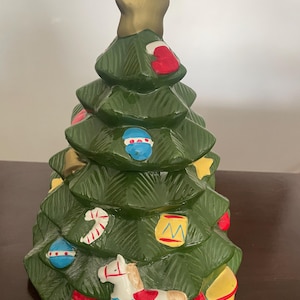 Vintage Christmas Tree Cookie Jar - Festive Holiday Decor & Collectible Taiwan Ceramic