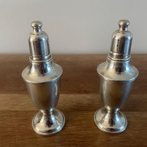 Vintage Web Weighted Pewter Salt and Pepper Shakers 1920s