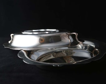 Plato para servir antiguo cubierto de plata de pounds Co
