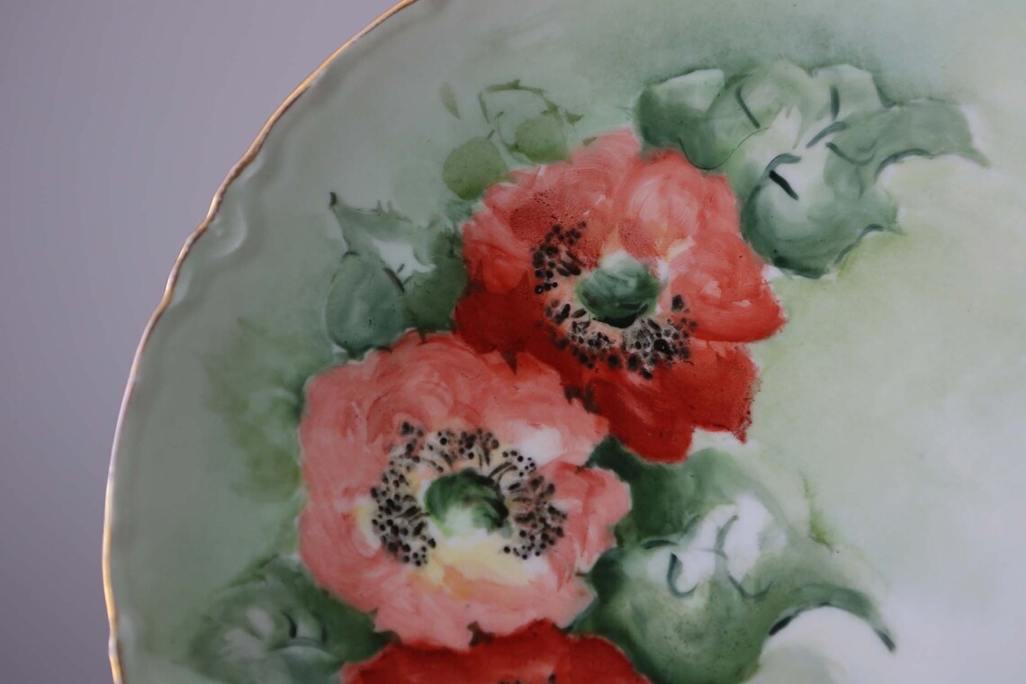 Antique Habsburg China M Z Austria Fine China Decorative Red Poppies