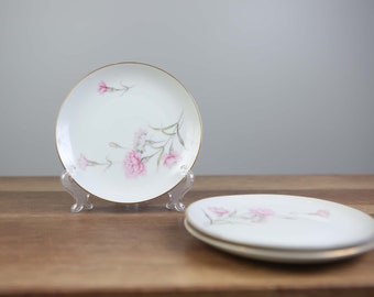 Set of 3 Vintage Royal Court Carnation Bread and Butter/ Dessert Plate Made in Japan Fine China