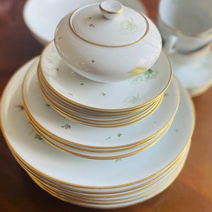 Set of 27 Vintage Spring Breeze Gold Bavarian Stonegate Germany Dinnerware Fine China
