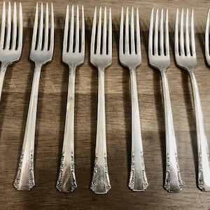 Set of 8 Vintage 1881 Rogers Oneida Del Mar Dinner Forks 1939  Vintage Silverplate Set Vintage Silverware