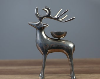 Metal Reindeer Candle Holder Christmas Decor Holiday Accent Vintage Deer Tealight Candle Holder