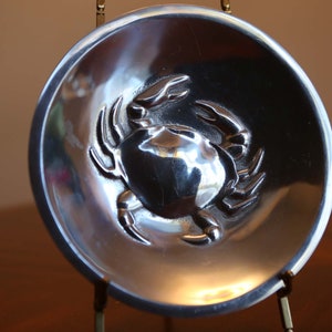 Mariposa Brillante Mexico Aluminum Serving Bowl Dip Dish 8 1/8&quot; With Crab