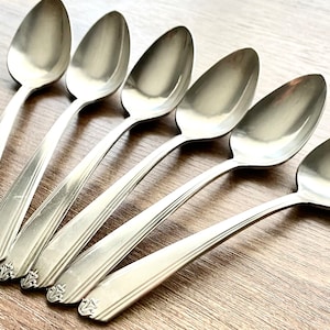 Set of 6 Coffee Spoons by 1881 Rogers Triple Plate Art Deco Silverware