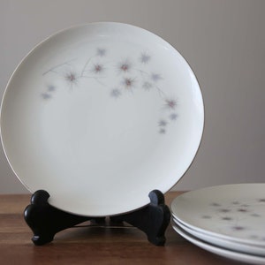 Set of 4 Creative Fine China Platinum Starburst Luncheon Plates Made in Japan
