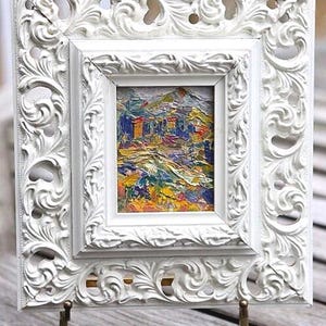 Cuadro impresionista «España». Pintura acrílica sobre cartón. Miniatura. Decoración para el hogar. Regalo para ella.