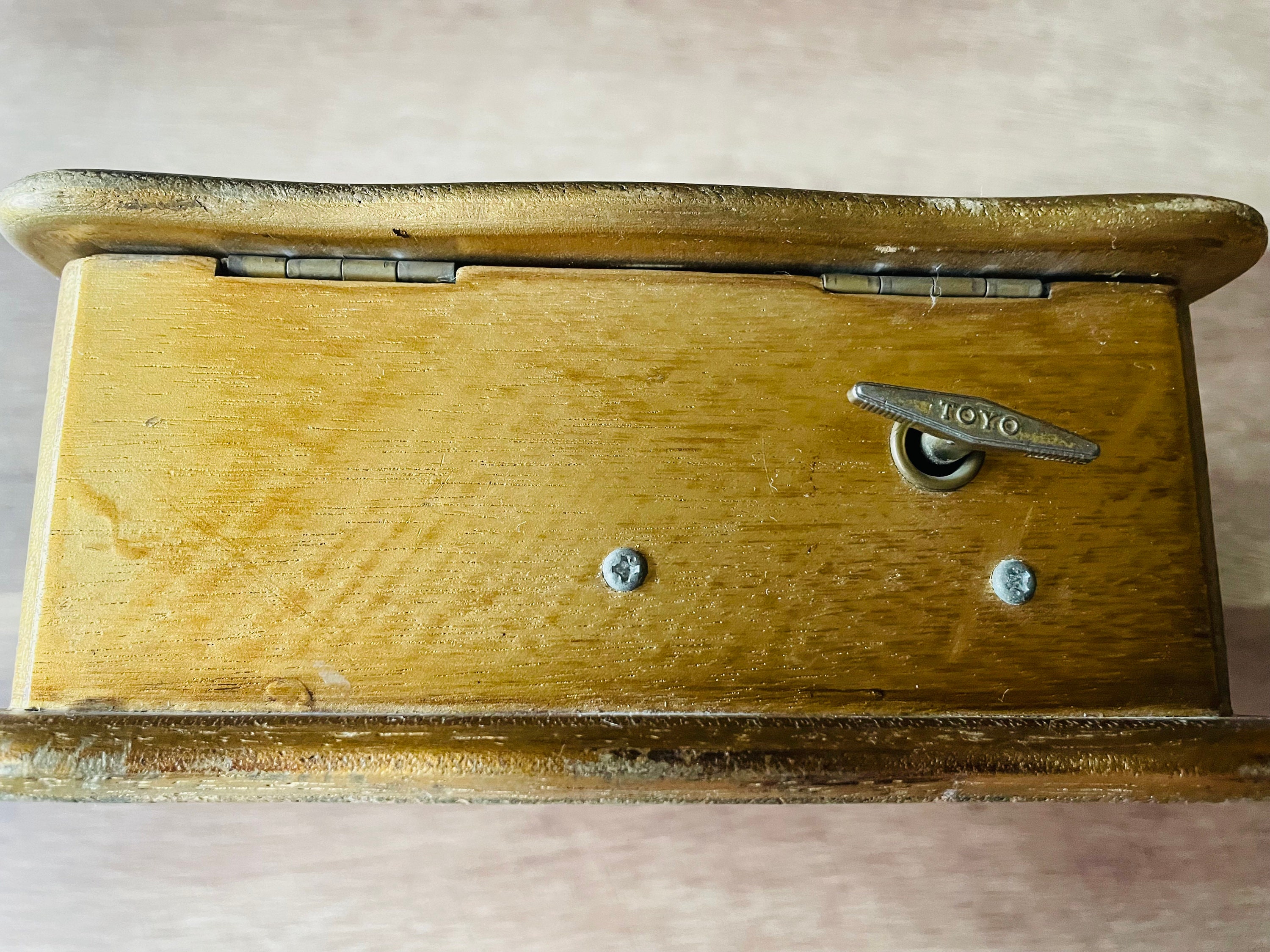 Vintage MELE Wood Musical Jewelry Box Jewel Case Made in