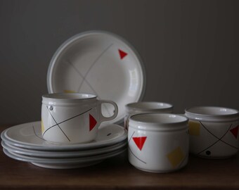 Rare Mikasa Japan Beach Party Cups and Plates Modern Design