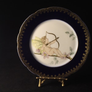 Limoges France Hand Painted Plate Cupid With Bow Vintage Collectible Plate Rare Plate