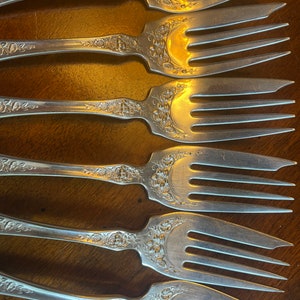 Antique R Wallace Silver Plate Dessert Forks Art Nouveau Floral Set of 6