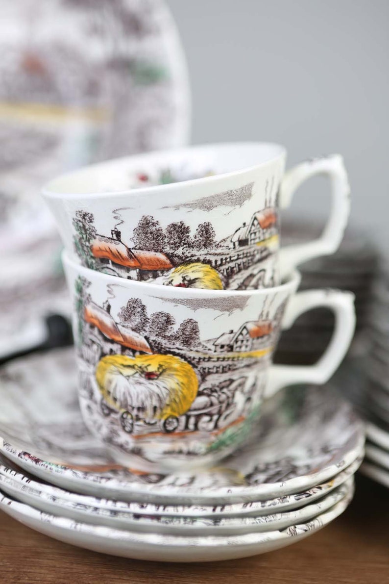 Yorkshire Multicolor Hand Engraved Dinnerware, 45 Pieces, by